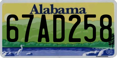 AL license plate 67AD258