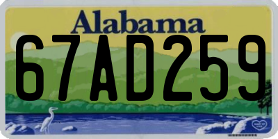 AL license plate 67AD259