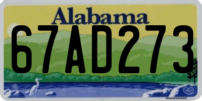 AL license plate 67AD273