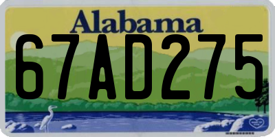 AL license plate 67AD275