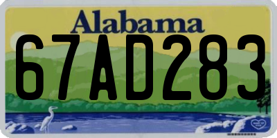 AL license plate 67AD283