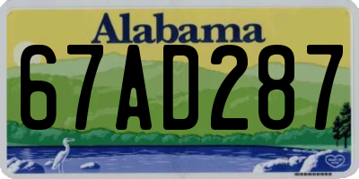 AL license plate 67AD287