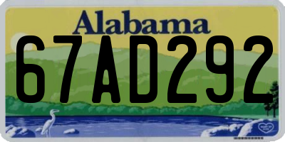 AL license plate 67AD292