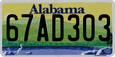 AL license plate 67AD303