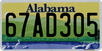 AL license plate 67AD305