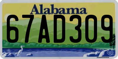 AL license plate 67AD309