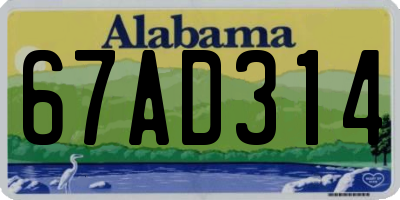 AL license plate 67AD314