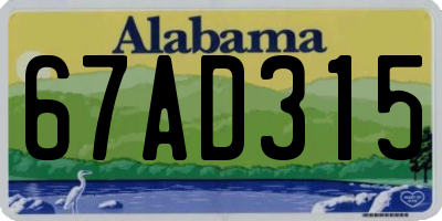 AL license plate 67AD315