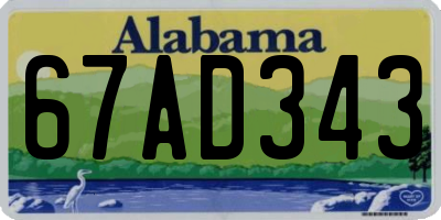 AL license plate 67AD343