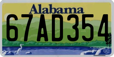 AL license plate 67AD354