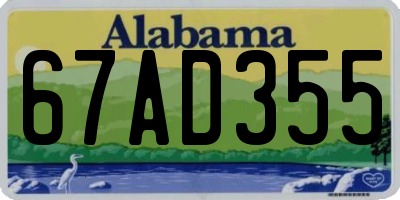 AL license plate 67AD355