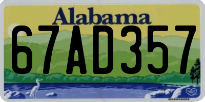 AL license plate 67AD357