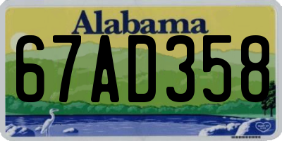 AL license plate 67AD358