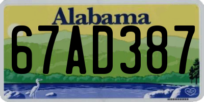 AL license plate 67AD387