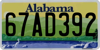 AL license plate 67AD392