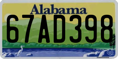 AL license plate 67AD398