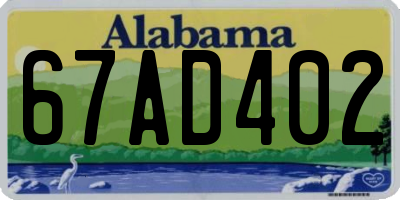 AL license plate 67AD402