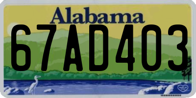 AL license plate 67AD403