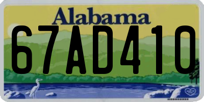 AL license plate 67AD410