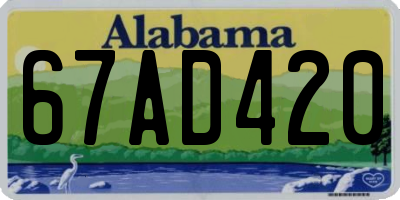 AL license plate 67AD420
