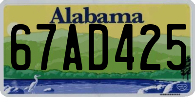 AL license plate 67AD425