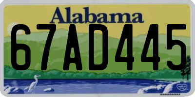 AL license plate 67AD445