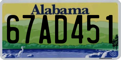 AL license plate 67AD451