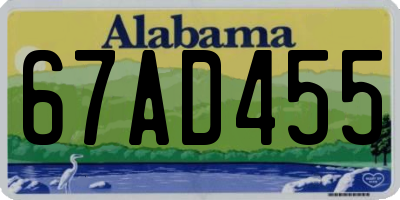 AL license plate 67AD455
