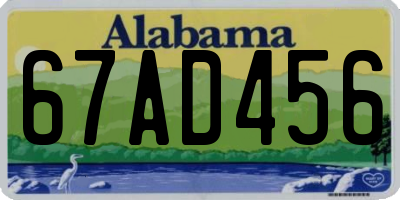 AL license plate 67AD456