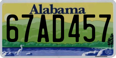 AL license plate 67AD457
