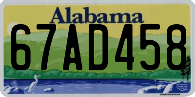 AL license plate 67AD458