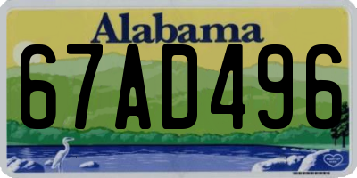 AL license plate 67AD496