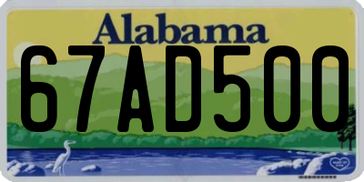 AL license plate 67AD500