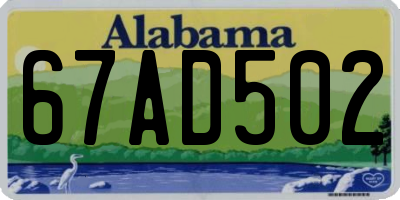 AL license plate 67AD502