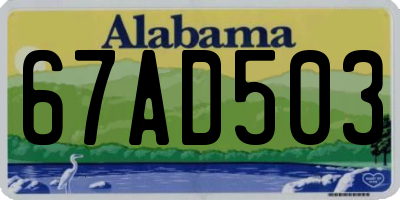 AL license plate 67AD503