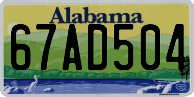 AL license plate 67AD504