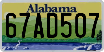 AL license plate 67AD507