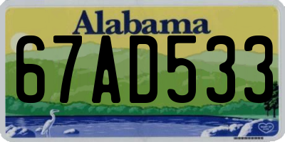 AL license plate 67AD533
