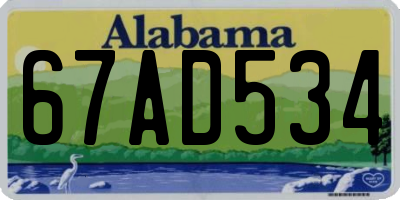 AL license plate 67AD534