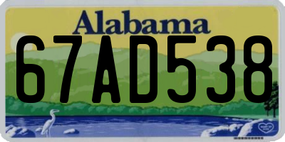 AL license plate 67AD538