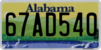 AL license plate 67AD540