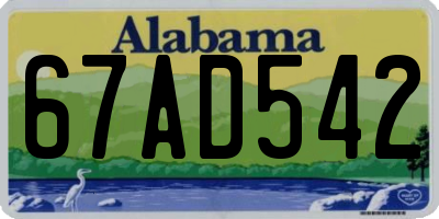 AL license plate 67AD542