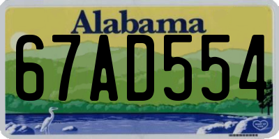 AL license plate 67AD554