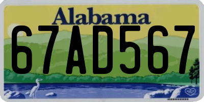 AL license plate 67AD567