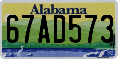 AL license plate 67AD573