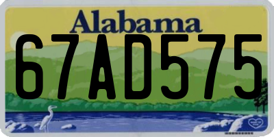 AL license plate 67AD575