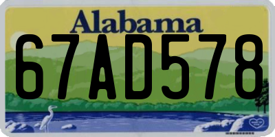 AL license plate 67AD578