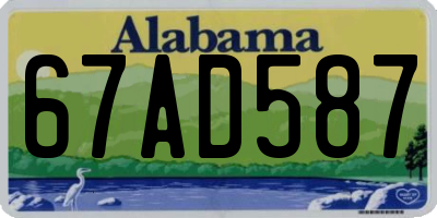 AL license plate 67AD587