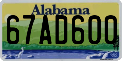 AL license plate 67AD600