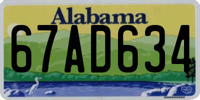 AL license plate 67AD634